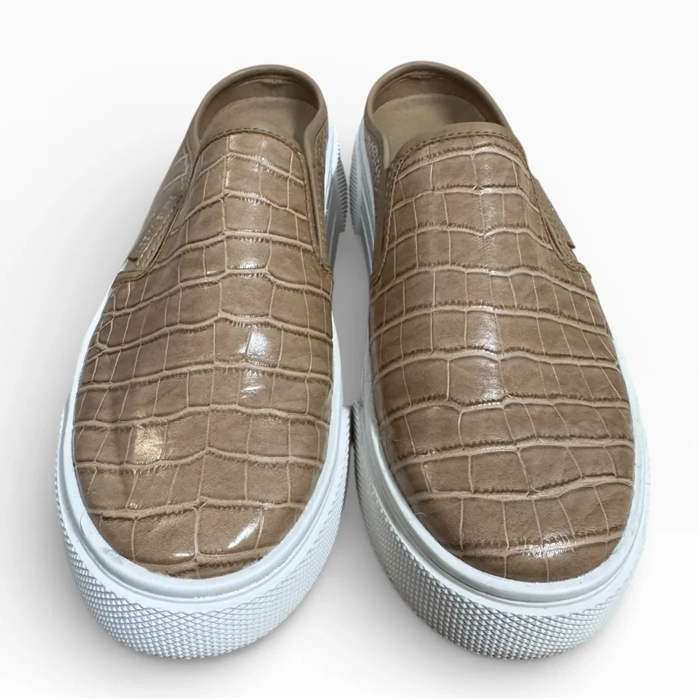 Nine West Hayzel Croc Embossed Slip On Platform Sneaker Mules Size 7.5